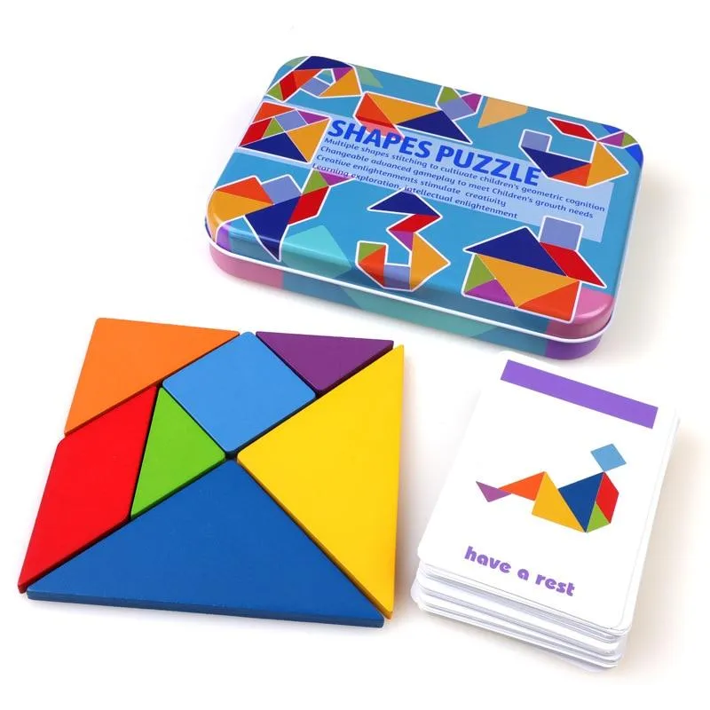 3D Holz Muster Tier Puzzle Bunte Tangram Spielzeug Kinder Montessori Frühen Bildung Sortierung Spiele Spielzeug Kinder Geschenk