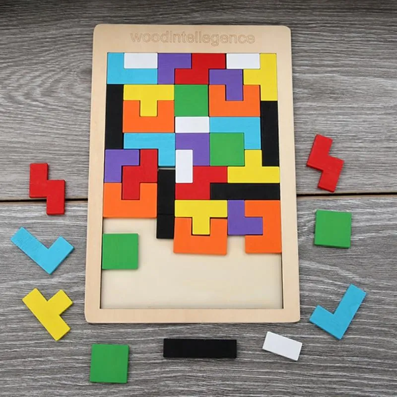 1PCS Holz Puzzles Baby Spielzeug Tangram Montessori Materialien Pädagogisches Spielzeug Für Kinder Ziegel Kinder Lernen Spielzeug