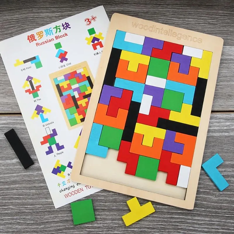 1PCS Holz Puzzles Baby Spielzeug Tangram Montessori Materialien Pädagogisches Spielzeug Für Kinder Ziegel Kinder Lernen Spielzeug