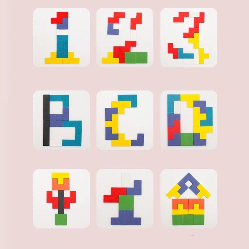 1PCS Holz Puzzles Baby Spielzeug Tangram Montessori Materialien Pädagogisches Spielzeug Für Kinder Ziegel Kinder Lernen Spielzeug