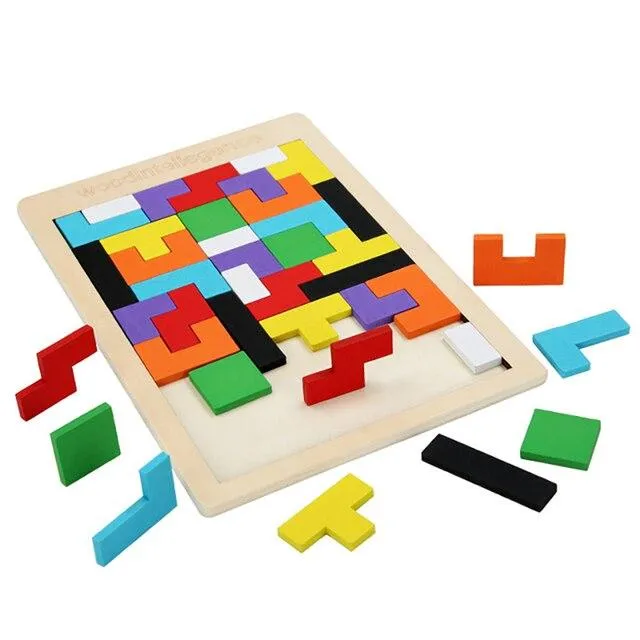 1PCS Holz Puzzles Baby Spielzeug Tangram Montessori Materialien Pädagogisches Spielzeug Für Kinder Ziegel Kinder Lernen Spielzeug