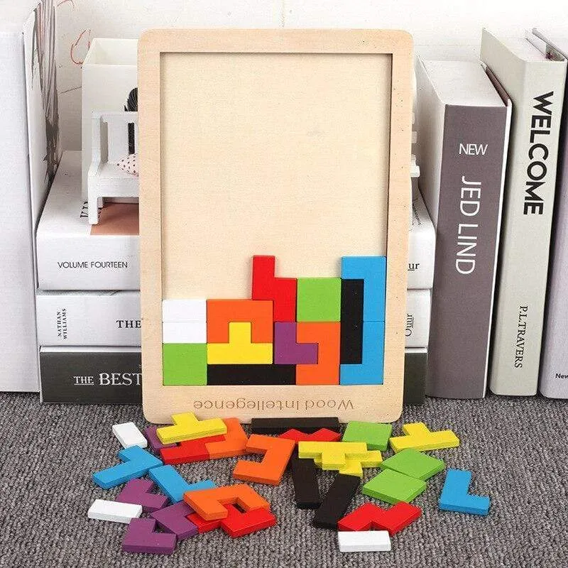1PCS Holz Puzzles Baby Spielzeug Tangram Montessori Materialien Pädagogisches Spielzeug Für Kinder Ziegel Kinder Lernen Spielzeug