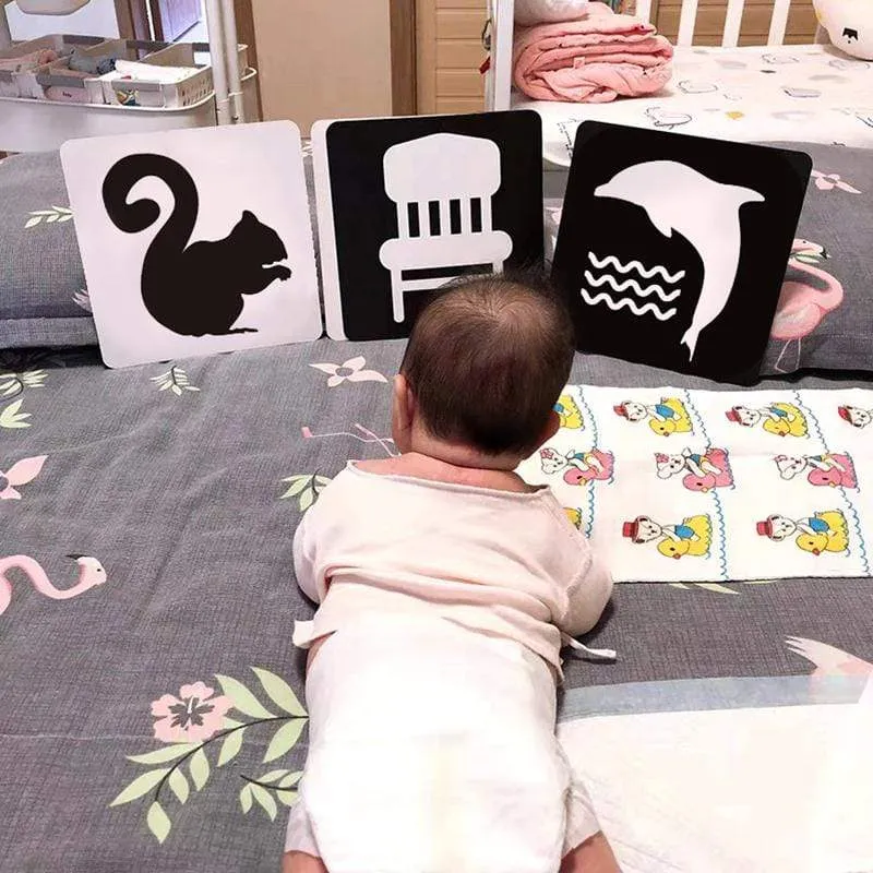 Montessori Baby Visuelle Stimulationskarte Spielzeug Schwarz Weiß Flash-Karten Hoher Kontrast Visuelle Stimulation Lernen