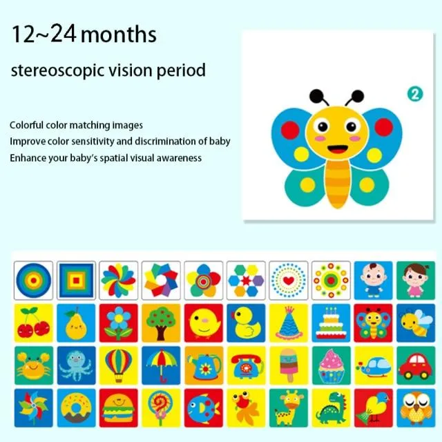 Montessori Baby Visuelle Stimulationskarte Spielzeug Schwarz Weiß Flash-Karten Hoher Kontrast Visuelle Stimulation Lernen
