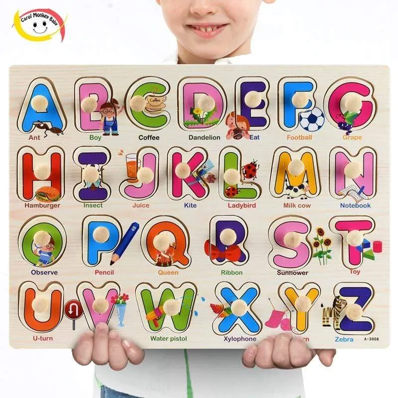 3D-Puzzles aus Holz, Lernspielzeug für Kinder, Alphabet, Tier, Obst, Transport, Gemüse, Form, frühes Lernspielzeug für Babys