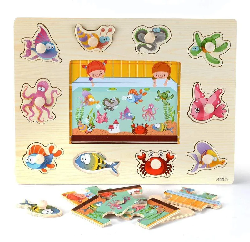 3D-Puzzles aus Holz, Lernspielzeug für Kinder, Alphabet, Tier, Obst, Transport, Gemüse, Form, frühes Lernspielzeug für Babys