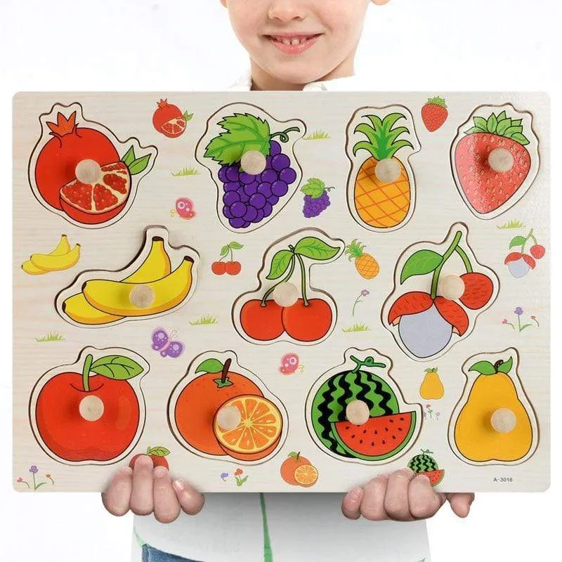 3D-Puzzles aus Holz, Lernspielzeug für Kinder, Alphabet, Tier, Obst, Transport, Gemüse, Form, frühes Lernspielzeug für Babys