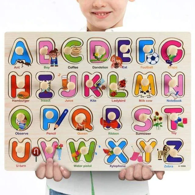 3D-Puzzles aus Holz, Lernspielzeug für Kinder, Alphabet, Tier, Obst, Transport, Gemüse, Form, frühes Lernspielzeug für Babys