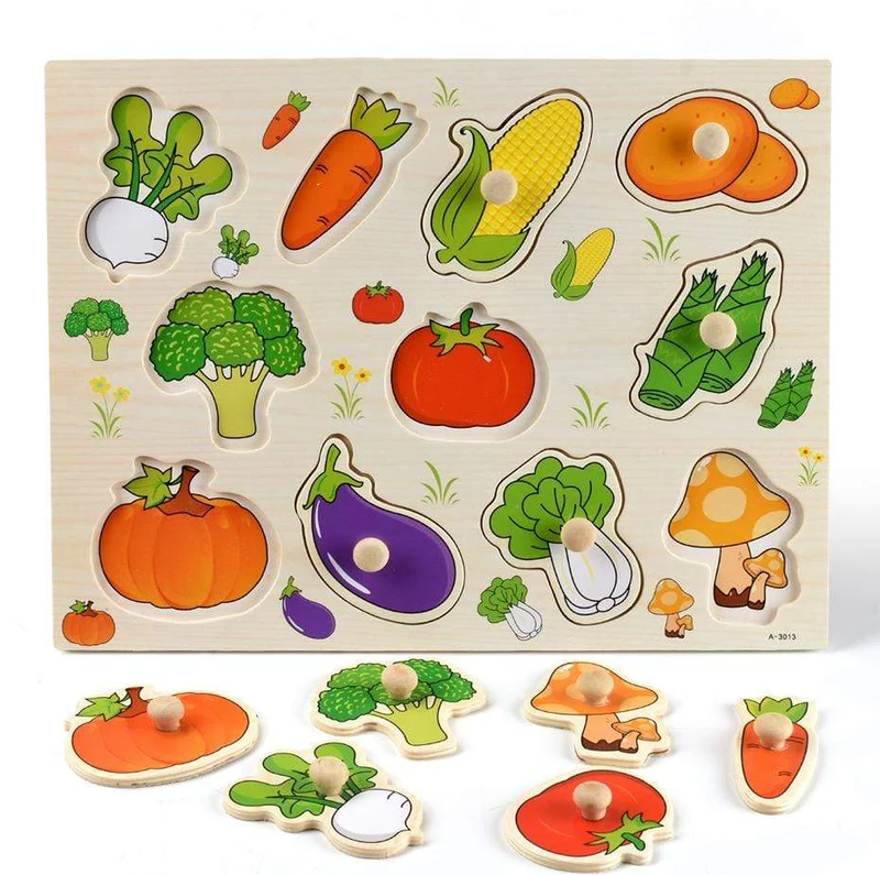 3D-Puzzles aus Holz, Lernspielzeug für Kinder, Alphabet, Tier, Obst, Transport, Gemüse, Form, frühes Lernspielzeug für Babys