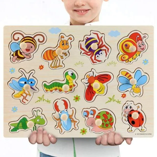 3D-Puzzles aus Holz, Lernspielzeug für Kinder, Alphabet, Tier, Obst, Transport, Gemüse, Form, frühes Lernspielzeug für Babys
