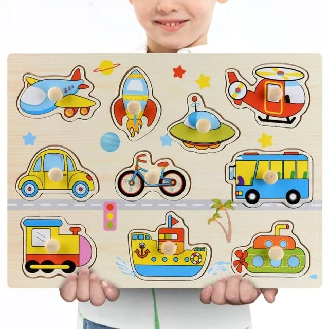 3D-Puzzles aus Holz, Lernspielzeug für Kinder, Alphabet, Tier, Obst, Transport, Gemüse, Form, frühes Lernspielzeug für Babys