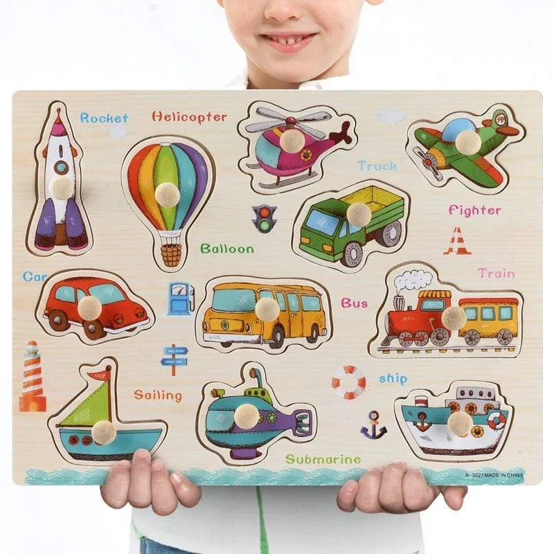 3D-Puzzles aus Holz, Lernspielzeug für Kinder, Alphabet, Tier, Obst, Transport, Gemüse, Form, frühes Lernspielzeug für Babys