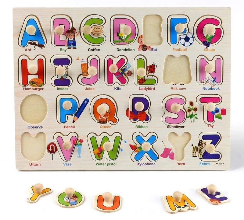 3D-Puzzles aus Holz, Lernspielzeug für Kinder, Alphabet, Tier, Obst, Transport, Gemüse, Form, frühes Lernspielzeug für Babys