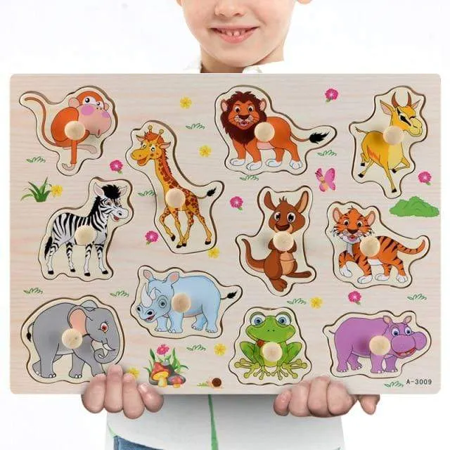 3D-Puzzles aus Holz, Lernspielzeug für Kinder, Alphabet, Tier, Obst, Transport, Gemüse, Form, frühes Lernspielzeug für Babys