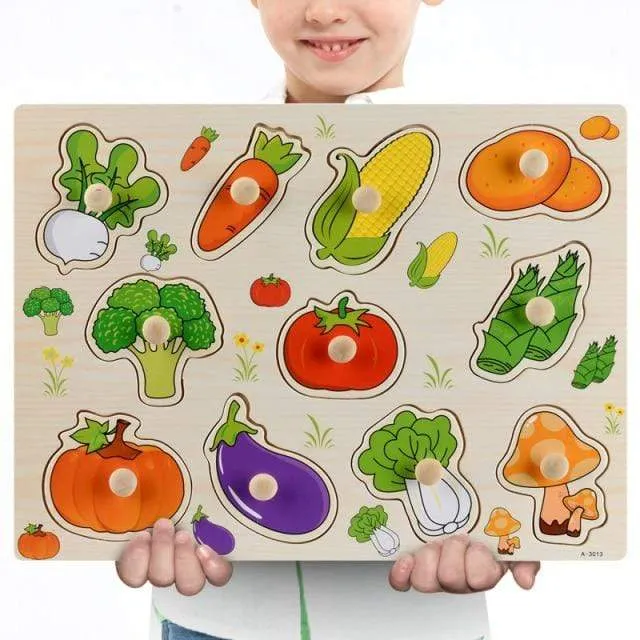 3D-Puzzles aus Holz, Lernspielzeug für Kinder, Alphabet, Tier, Obst, Transport, Gemüse, Form, frühes Lernspielzeug für Babys
