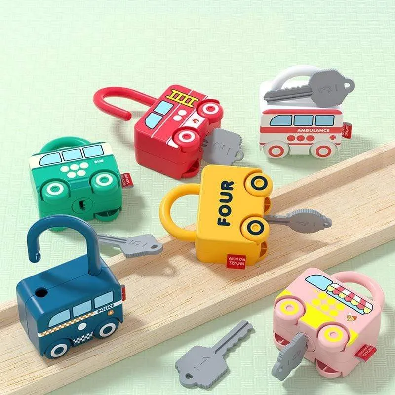 Kinder lernen Schlösser mit Schlüsseln Pädagogische Vorschulzahlen Zuordnen und Zählen Montessori Auto Spielzeug Lehrmittel Spielzeug Spiele