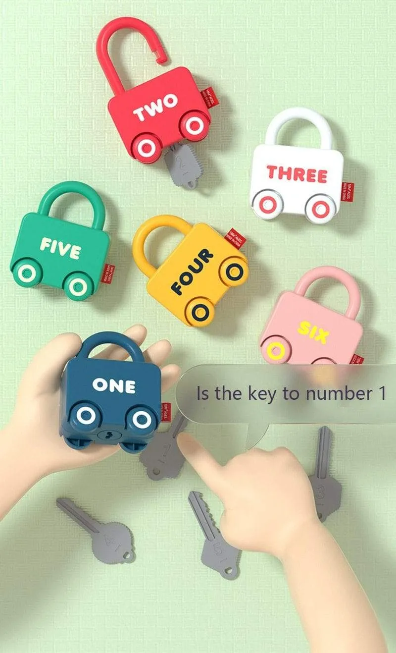 Kinder lernen Schlösser mit Schlüsseln Pädagogische Vorschulzahlen Zuordnen und Zählen Montessori Auto Spielzeug Lehrmittel Spielzeug Spiele