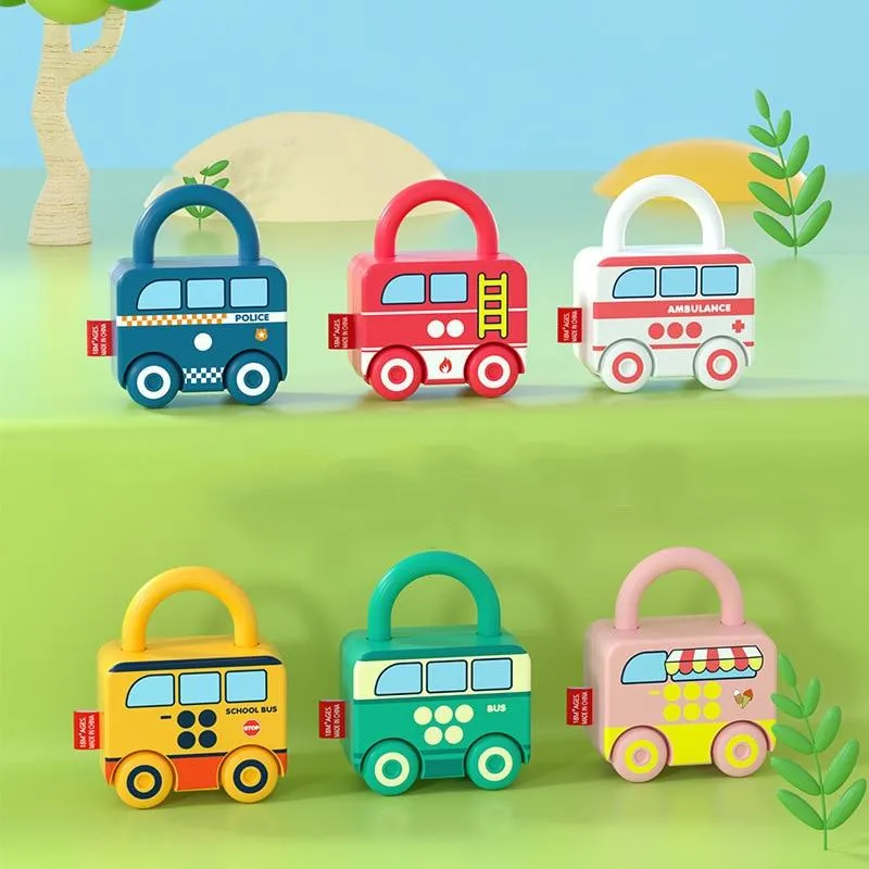 Kinder lernen Schlösser mit Schlüsseln Pädagogische Vorschulzahlen Zuordnen und Zählen Montessori Auto Spielzeug Lehrmittel Spielzeug Spiele