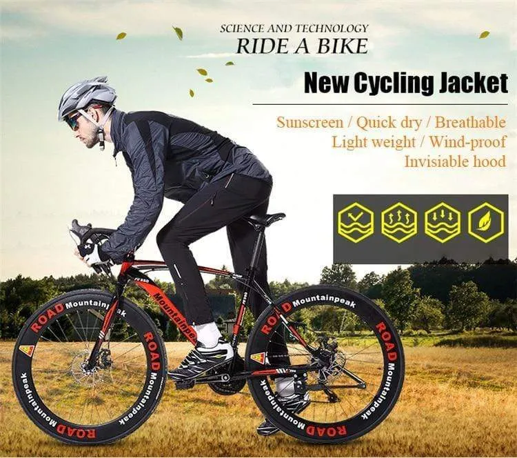 Ultraleichte Kapuzen Fahrradjacke Fahrrad Winddichter Mantel Rennrad MTB Radfahren Windmantel Langarm Kleidung Schnell trocknend Dünne Jacken