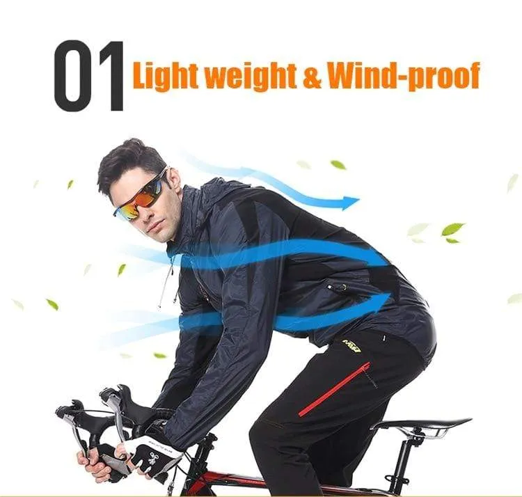 Ultraleichte Kapuzen Fahrradjacke Fahrrad Winddichter Mantel Rennrad MTB Radfahren Windmantel Langarm Kleidung Schnell trocknend Dünne Jacken
