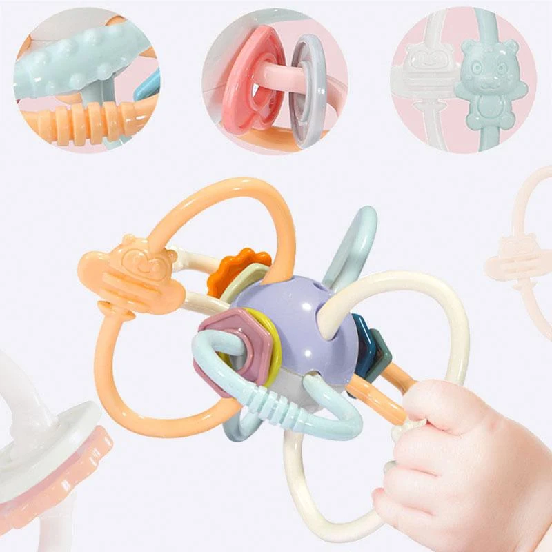 Rassel Beißring Spielzeug für Babys pädagogische Baby Spiele Rassel Spielzeug Beißring für Zähne Neugeborene Baby Rasseln Spielzeug 0 12 Monate