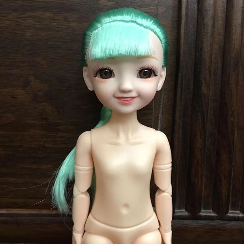 30CM 1/6 BJD Puppe 11 Gelenke Mehrfarbige Haare 3D Große Augen Mode Nettes Lächeln Nackte Weibliche Puppe DIY Kinder Spielzeug für Mädchen Weihnachten Geschenk
