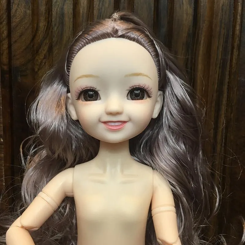 30CM 1/6 BJD Puppe 11 Gelenke Mehrfarbige Haare 3D Große Augen Mode Nettes Lächeln Nackte Weibliche Puppe DIY Kinder Spielzeug für Mädchen Weihnachten Geschenk