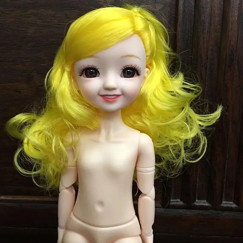 30CM 1/6 BJD Puppe 11 Gelenke Mehrfarbige Haare 3D Große Augen Mode Nettes Lächeln Nackte Weibliche Puppe DIY Kinder Spielzeug für Mädchen Weihnachten Geschenk