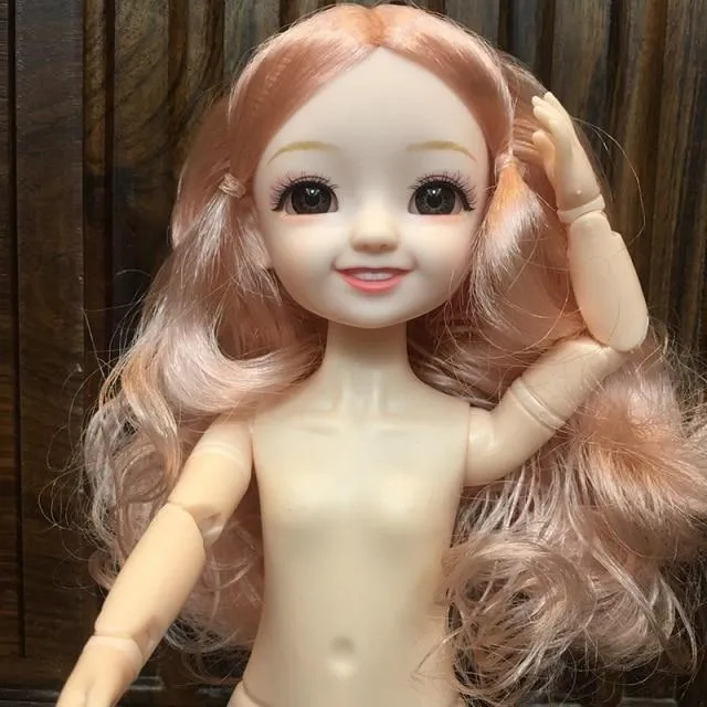 30CM 1/6 BJD Puppe 11 Gelenke Mehrfarbige Haare 3D Große Augen Mode Nettes Lächeln Nackte Weibliche Puppe DIY Kinder Spielzeug für Mädchen Weihnachten Geschenk