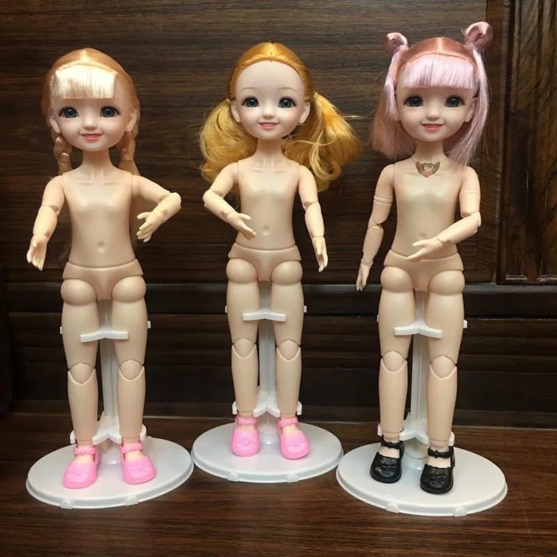 30CM 1/6 BJD Puppe 11 Gelenke Mehrfarbige Haare 3D Große Augen Mode Nettes Lächeln Nackte Weibliche Puppe DIY Kinder Spielzeug für Mädchen Weihnachten Geschenk