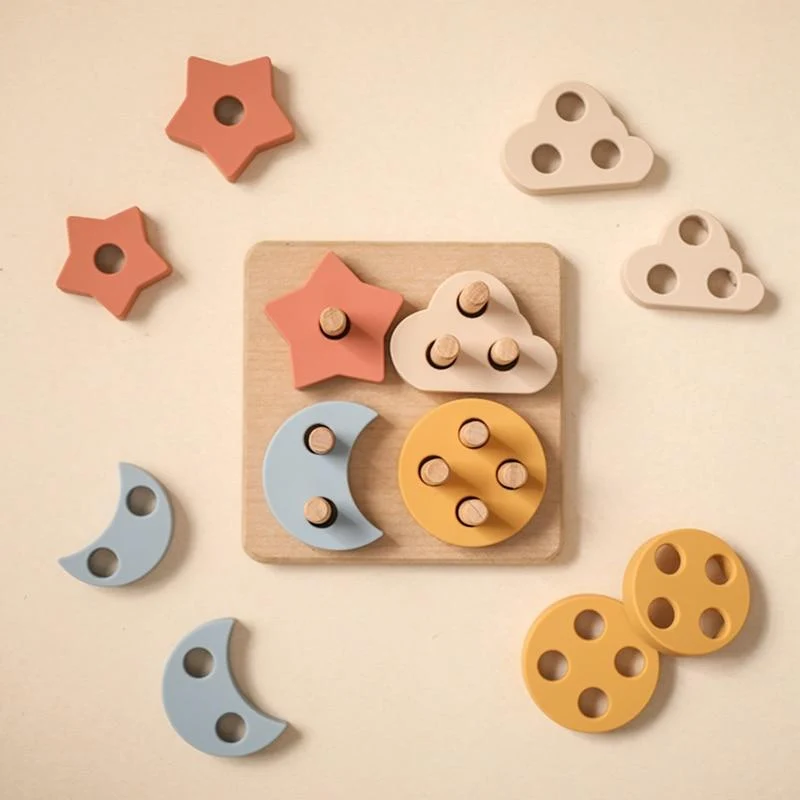 1 Set Nordic Style Silikon Sterne Mond Nesting Stapeln Bausteine ​​Spielzeug BPA Frei Baby Montessori Spiele Lernspielzeug Geschenke