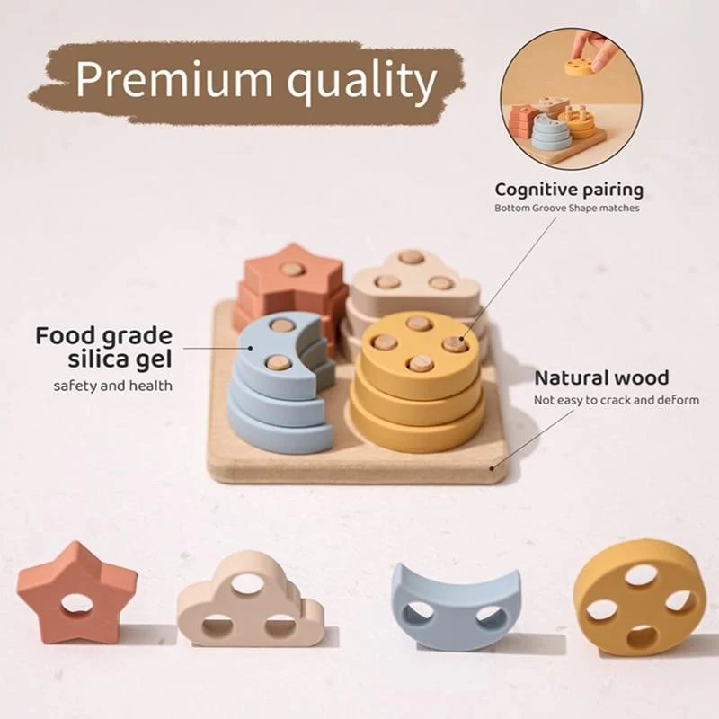 1 Set Nordic Style Silikon Sterne Mond Nesting Stapeln Bausteine ​​Spielzeug BPA Frei Baby Montessori Spiele Lernspielzeug Geschenke