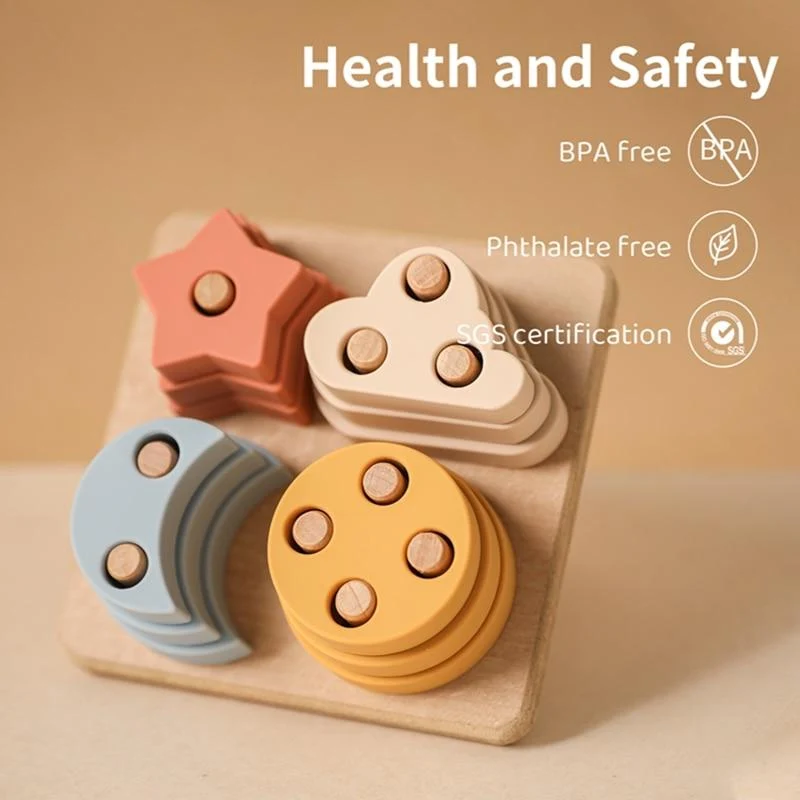 1 Set Nordic Style Silikon Sterne Mond Nesting Stapeln Bausteine ​​Spielzeug BPA Frei Baby Montessori Spiele Lernspielzeug Geschenke