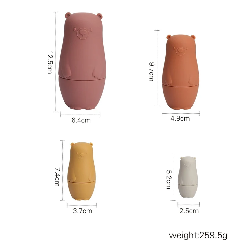 Kleiner Bär Matroschka Spielzeug Montessori Spielzeug Silikon Baby Beißring Silikon Russian Nesting Dolls Lernspielzeug Kinder Spielzeug