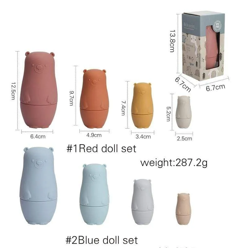 Kleiner Bär Matroschka Spielzeug Montessori Spielzeug Silikon Baby Beißring Silikon Russian Nesting Dolls Lernspielzeug Kinder Spielzeug