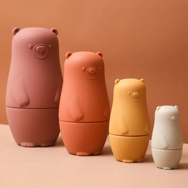 Kleiner Bär Matroschka Spielzeug Montessori Spielzeug Silikon Baby Beißring Silikon Russian Nesting Dolls Lernspielzeug Kinder Spielzeug