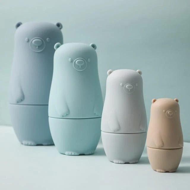 Kleiner Bär Matroschka Spielzeug Montessori Spielzeug Silikon Baby Beißring Silikon Russian Nesting Dolls Lernspielzeug Kinder Spielzeug