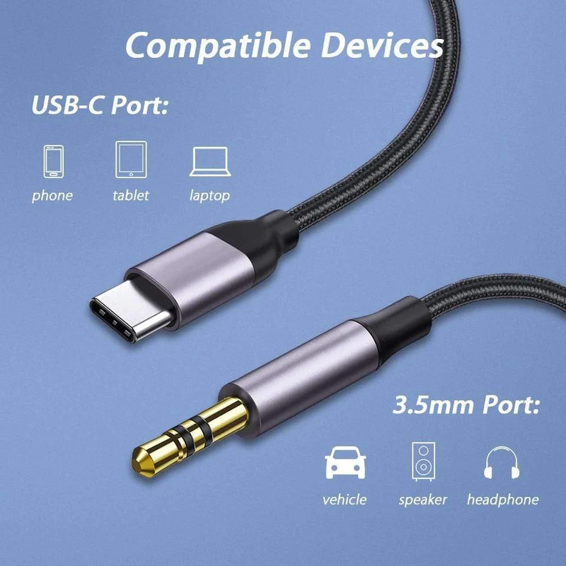 USB Typ C auf 3.5 mm Klinke AUX-Kabel DAC Typ C Audiokabel für Autolautsprecher Kopfhörer Tipo C Hilfsadapter Cabo 0.5 m 1 m 1.5 m