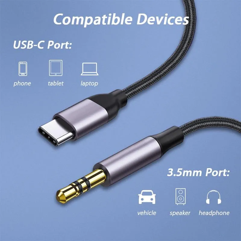 USB Typ C auf 3.5 mm Klinke AUX-Kabel DAC Typ C Audiokabel für Autolautsprecher Kopfhörer Tipo C Hilfsadapter Cabo 0.5 m 1 m 1.5 m