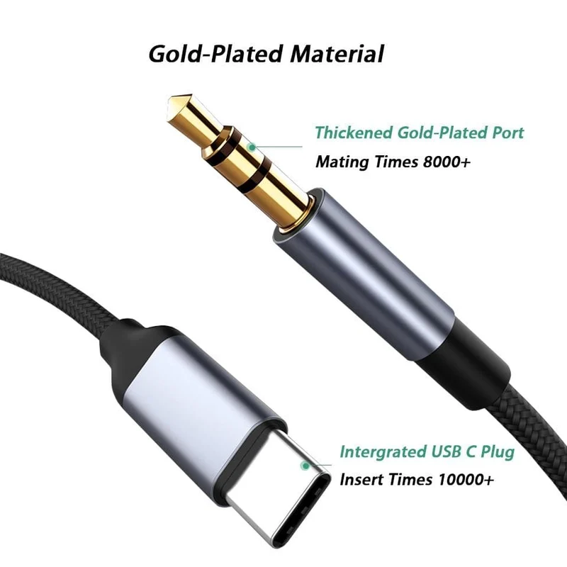 USB Typ C auf 3.5 mm Klinke AUX-Kabel DAC Typ C Audiokabel für Autolautsprecher Kopfhörer Tipo C Hilfsadapter Cabo 0.5 m 1 m 1.5 m