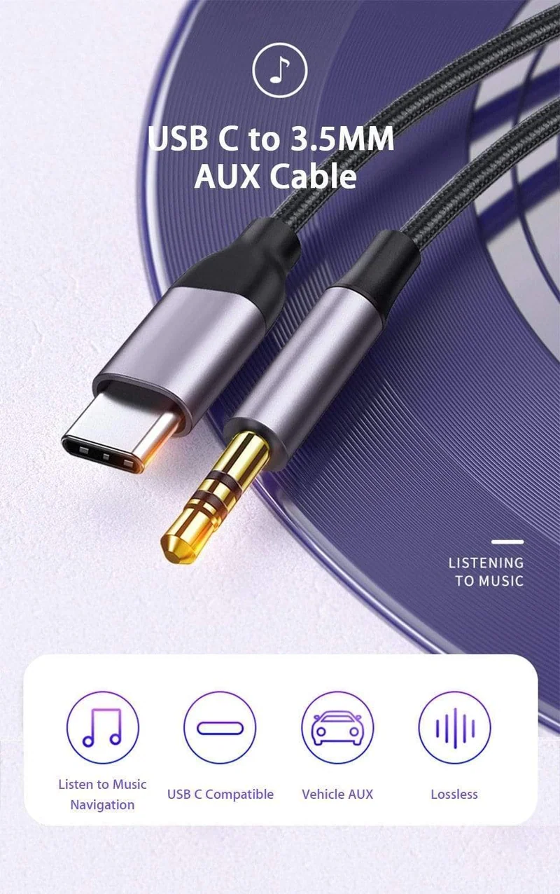 USB Typ C auf 3.5 mm Klinke AUX-Kabel DAC Typ C Audiokabel für Autolautsprecher Kopfhörer Tipo C Hilfsadapter Cabo 0.5 m 1 m 1.5 m