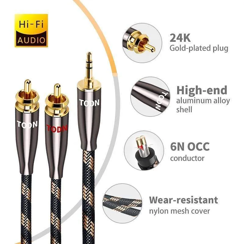 TODN RCA Kabel HiFi Stereo 3.5mm zu 2RCA Audio Kabel AUX RCA Jack 3.5 für Verstärker Audio Heimkino kabel RCA ZU