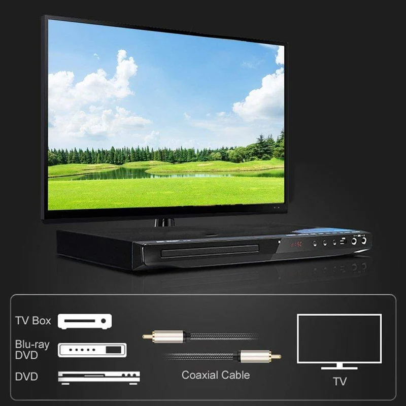 Digitales RCA-zu-RCA-Stecker-Koaxial-Koax-Audiokabel, TV-Subwoofer-Kabel, vergoldetes High-Fidelity-Koaxial-Koax-Audiokabel