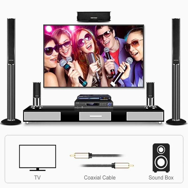 Digitales RCA-zu-RCA-Stecker-Koaxial-Koax-Audiokabel, TV-Subwoofer-Kabel, vergoldetes High-Fidelity-Koaxial-Koax-Audiokabel