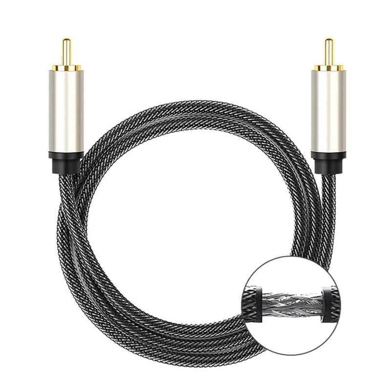 Digitales RCA-zu-RCA-Stecker-Koaxial-Koax-Audiokabel, TV-Subwoofer-Kabel, vergoldetes High-Fidelity-Koaxial-Koax-Audiokabel