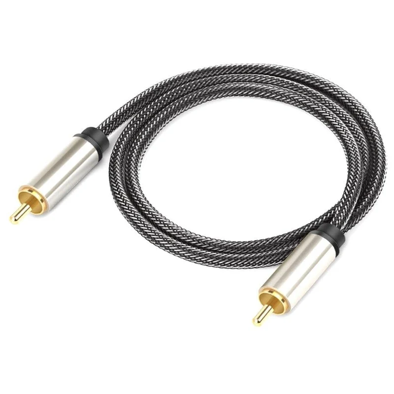 Digitales RCA-zu-RCA-Stecker-Koaxial-Koax-Audiokabel, TV-Subwoofer-Kabel, vergoldetes High-Fidelity-Koaxial-Koax-Audiokabel