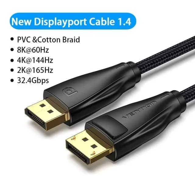 Vention DisplayPort 1.4 Kabel 8K 60Hz 4K HDR 165Hz DisplayPort Audiokabel für Video PC Laptop TV DisplayPort 1.4 DP Kabel 1.2
