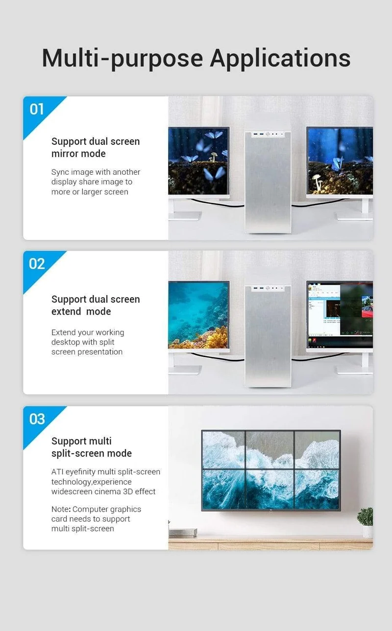 Vention DisplayPort 1.4 Kabel 8K 60Hz 4K HDR 165Hz DisplayPort Audiokabel für Video PC Laptop TV DisplayPort 1.4 DP Kabel 1.2