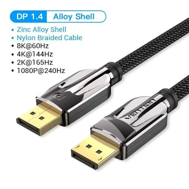Vention DisplayPort 1.4 Kabel 8K 60Hz 4K HDR 165Hz DisplayPort Audiokabel für Video PC Laptop TV DisplayPort 1.4 DP Kabel 1.2