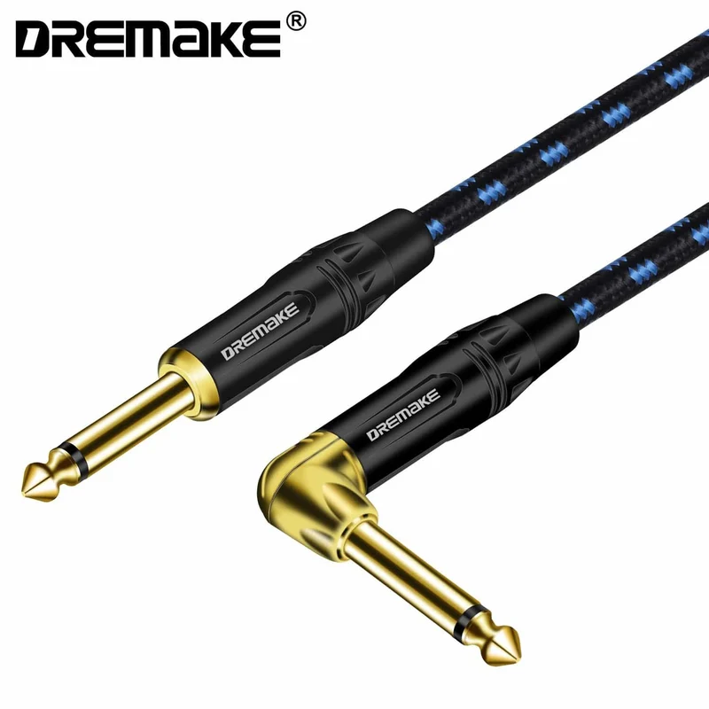 DREMAKE Gitarrenkabel – 1/4 Zoll gerades auf rechtwinkliges Instrumentenkabel – Professionelles E-Gitarrenkabel und Verstärkerkabel
